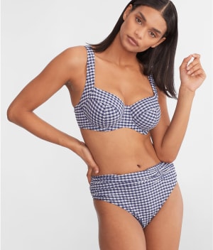 Gingham Olivia Underwire Balcony Bikini Top: undefined