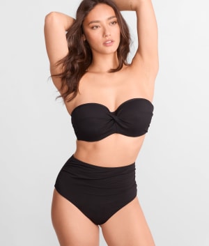 Amalfi Ruched High Waist Cheeky Bikini Bottom: undefined