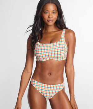 Seersucker Gina Underwire Crop Bikini Top: undefined