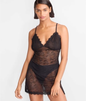 Boudoir Lace Split Hem Chemise: undefined