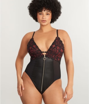 Onyx Zip-Front Wire-Free Bodysuit: undefined