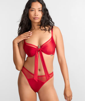 All Yours Satin & Mesh Thong: undefined