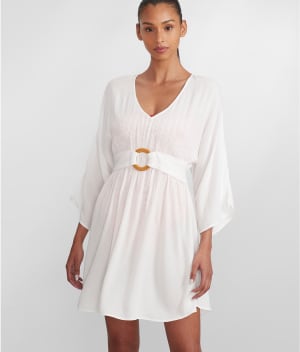 Crinkle Ring Woven Cover-Up: undefined