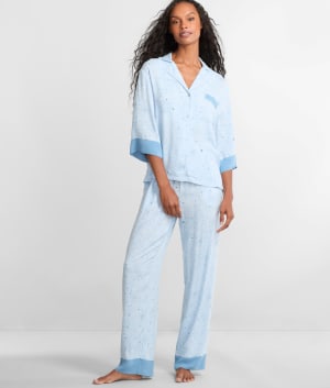 Notch Collar Pajama Set: undefined