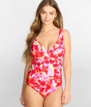 Printed Elsie Underwire Wrap Tankini Top: undefined