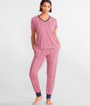 Floral Knit Jogger Pajama Set: undefined