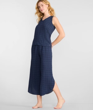 Tank & Cropped Woven Pajama Set: undefined